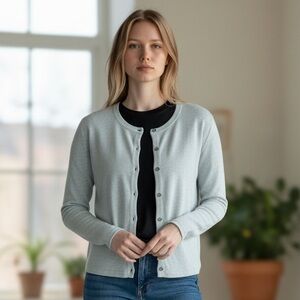 PURE Collection 100% Pure Superfine Cashmere Scoop Neck Cardigan Size 6